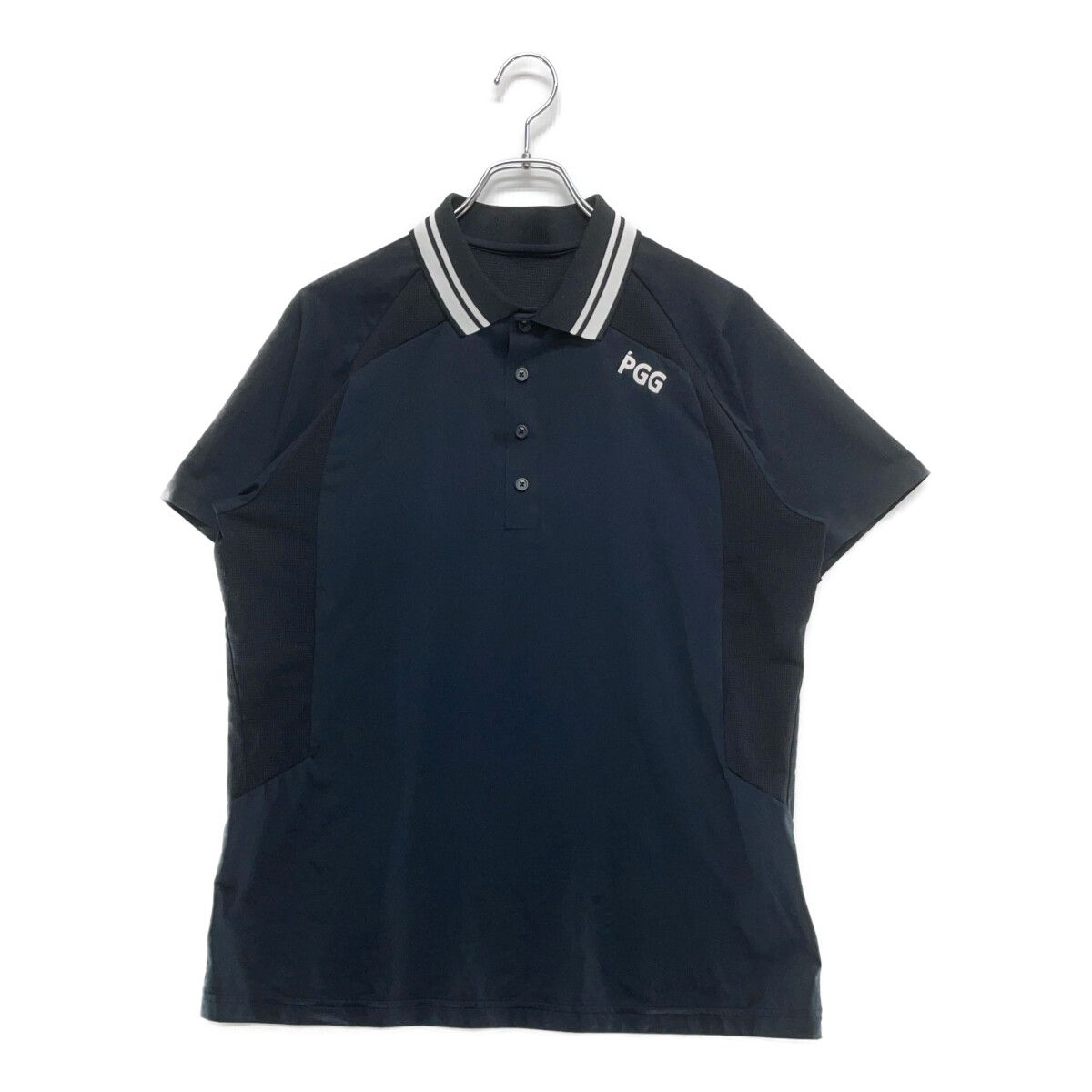 メンズ ピージージー PGG 半袖ポロシャツ 6(LL) 紺 ネイビー メッシュ