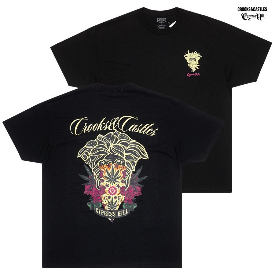 CYPRESS HILL × CROOKS & CASTLES FLORAL MEDUSA Tシャツ【BLACK 