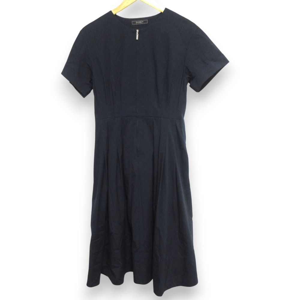 FOXEY フォクシー Dress Chesca 半袖 ワンピース 41451 サイズ40 ミッドナイトブルー ネイビー レディース 古着