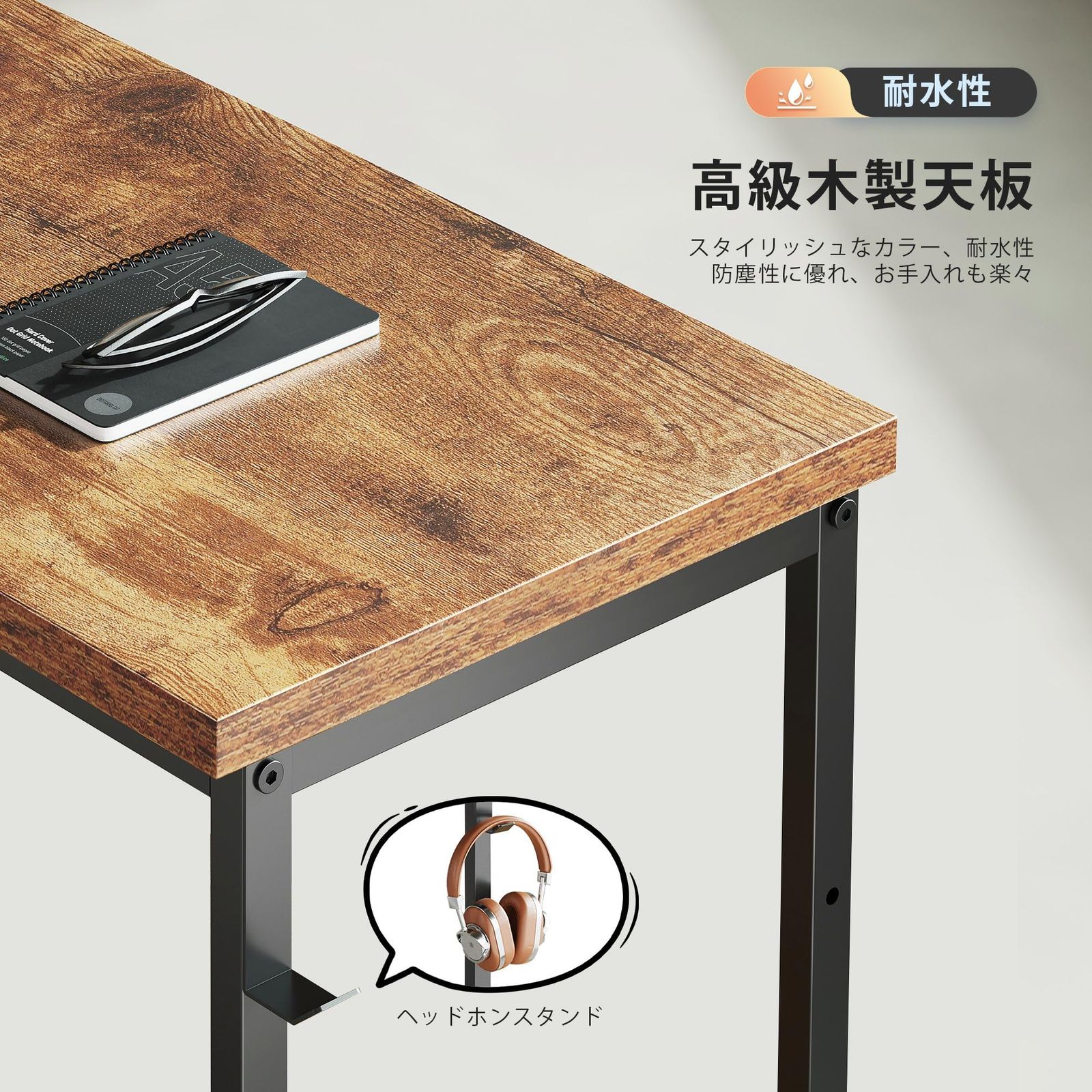 YeTom パソコンデスク 机 学習机 右棚左棚 幅107cm ゲーミングデスク l字デスク pcデスク 収納袋付き勉強机 コーナーデスク 本棚付き ビンテージ MARWIL-DEMENAGEMENTS_CH