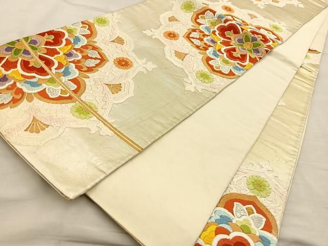 平和屋着物◎六通柄袋帯 唐織 正倉院花文 金銀糸 正絹 逸品