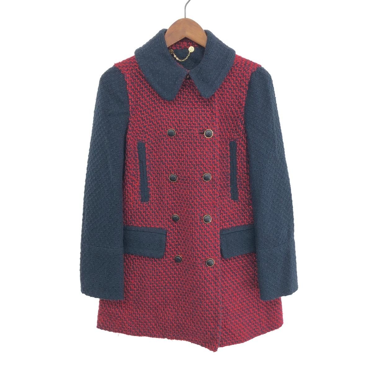 良好 TORYBURCH トリーバーチ コート サイズ:2 レッド/ネイビー 
