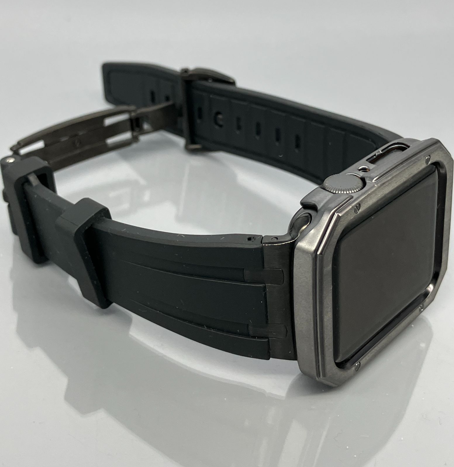 GimelZayinセット 4スクリュー ブラック ラバーベルト アップルウォッチバンド ultra ウルトラ ケース カバー メンズ レディース 40 mm 41 44 45 49 Apple Watch バンド