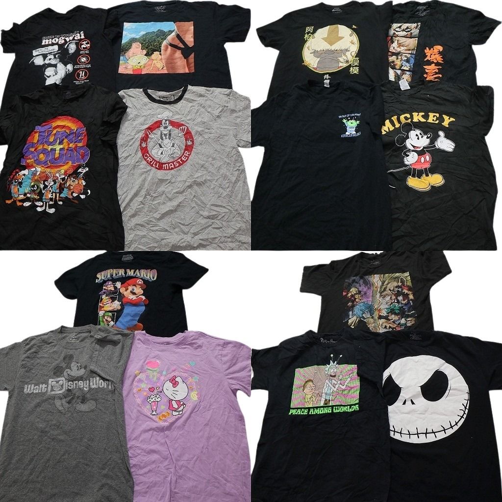 古着卸 キャラクター 半袖Tシャツ 14枚セット メンズ M サンリオ マリオ ディズニー グレムリン ミッキー 古着 NC3877