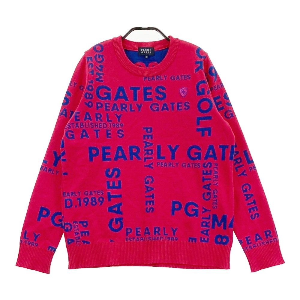 サイズ 2 PEARLY GATES パーリーゲイツ 長袖ニットセーター ロゴ柄 ピンク系 240101437256 ゴルフウェア レディース ストスト