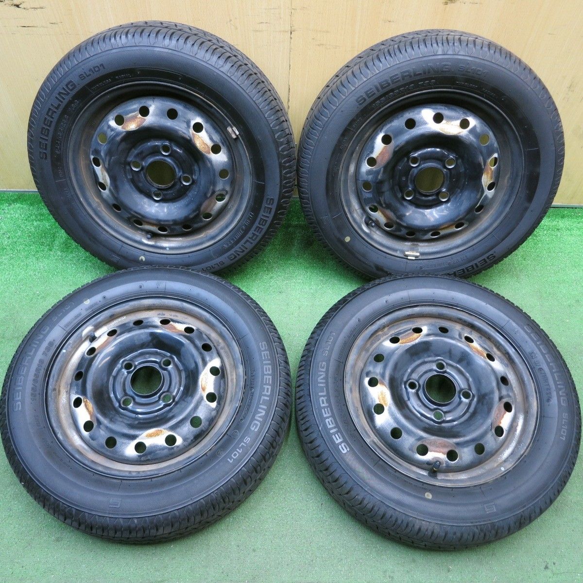 超バリ溝 24年 9.5分以上 155 65R13 セイバーリング SL101 TOPY スチール ホイール 13インチ PCD100 4H 5092801HAノ