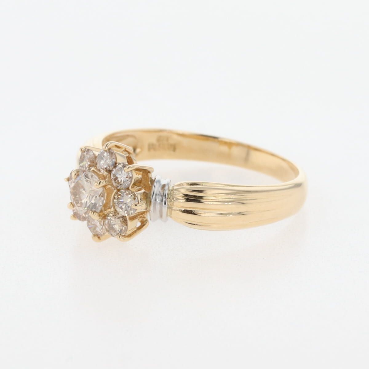 メレダイヤ デザインリング YG イエローゴールド プラチナ 指輪 リング 10.5号 K18 Pt900 ダイヤモンド レディース