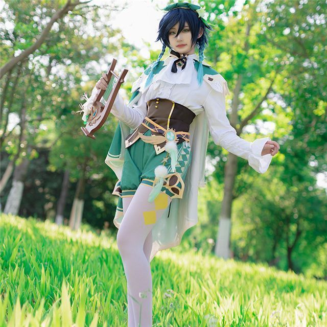 新品未使用 原神 ウェンティ モンド風神バルバトス コスプレ衣装 フル