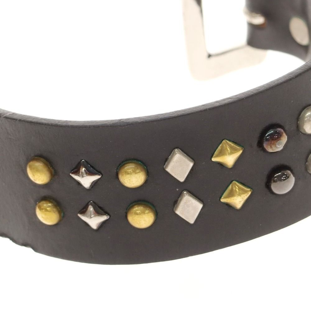 WOLF'S HEAD SHANTii Wネームスタッズ レザー ブレスレット 中古】シャンティ SHANTii× WOLF'S HEAD スタッズ レザー