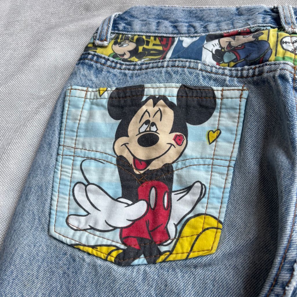90s LEVI'S リーバイス 501 USA製 カスタム リメイク ミッキー デニム