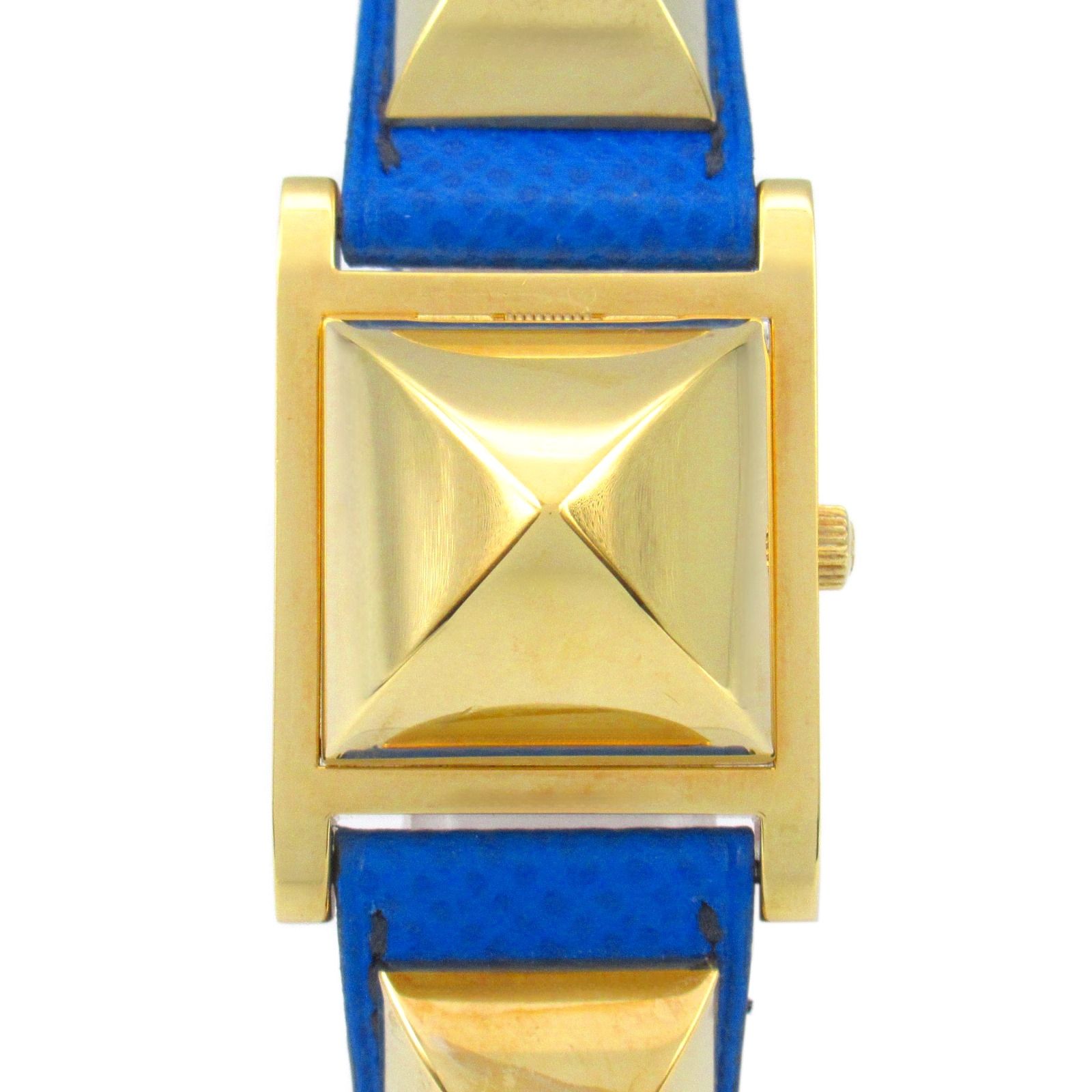 エルメス HERMES 腕時計 メドール ME1.201 ホワイト GP（ゴールドメッキ） レザーベルト メドール レディース Used A