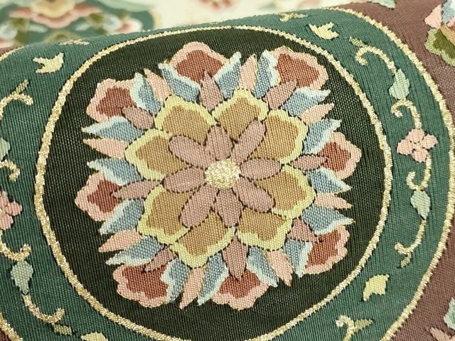 平和屋本店□最高級 明綴れ 全通柄袋帯 正倉院花文 金糸 逸品