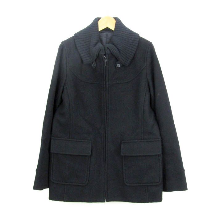 コムサイズム ブルゾン ジャケット ショートコート ウール混 アウター 黒 メンズ Fサイズ ブラック COMME CA ISM 【中古】
