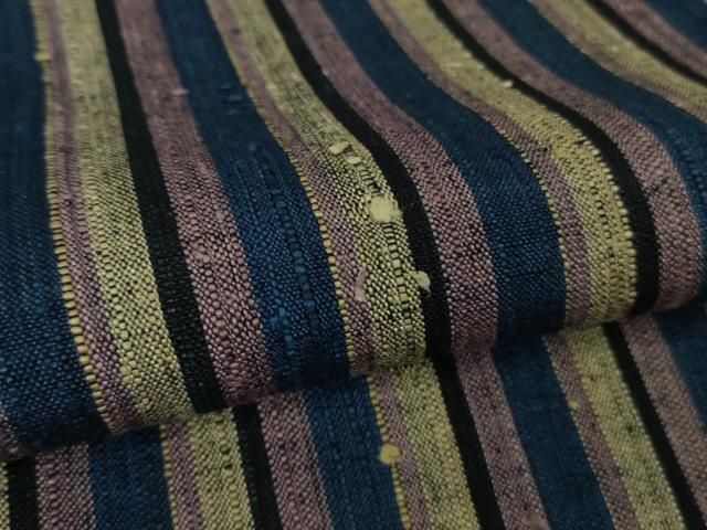 平和屋本店□極上 浦野理一 経節紬 単衣 縞 逸品 未使用 DZAA8741kh5