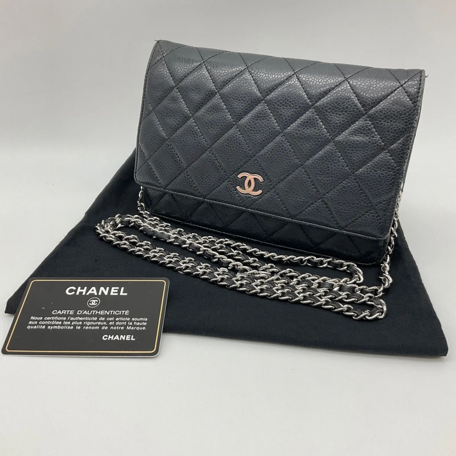 ▽CHANEL シャネル マトラッセ ココマーク ブラック 黒 シルバー金具 