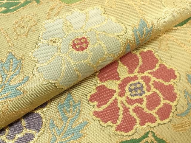 平和屋本店■極上　1854年創業　帯屋捨松　六通柄袋帯　唐織　花唐草文　金糸　逸品　DZAA7974kh5 平和屋本店□極上 1854年創業 帯屋捨松 六通柄袋帯 唐織 花唐草文 金糸