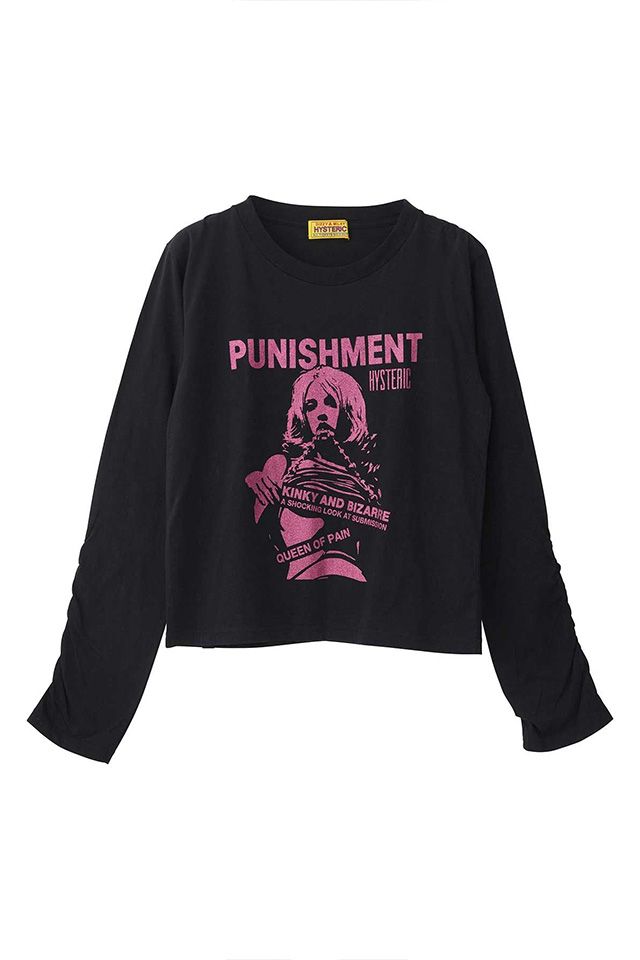 HYSTERIC GLAMOUR ヒステリックグラマー 01253CL10 KINKY AND BIZARRE Tシャツ BLACK 正規通販 レディース