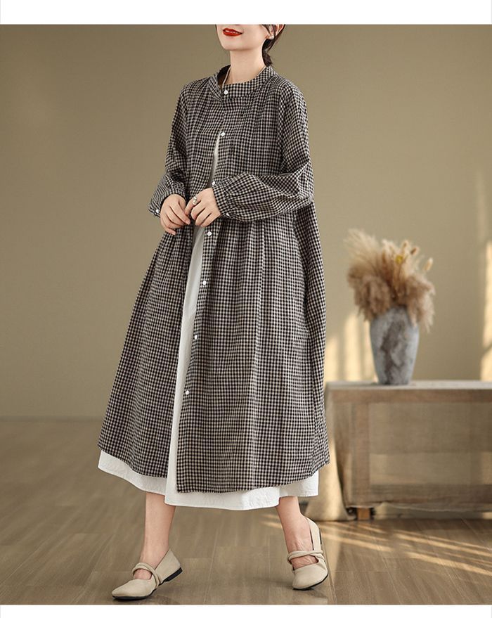 当店人気NO.1。 シャツワンピース レディース 長袖 ロングワンピース チェック ワンピース Aライン マキシ丈 ゆったり シルエット 体型カバー 通学 通勤 着痩せ おしゃれ 大人 春秋 可愛い おしゃれ 20代 30代 40代 xkmilyx72 DZ20
