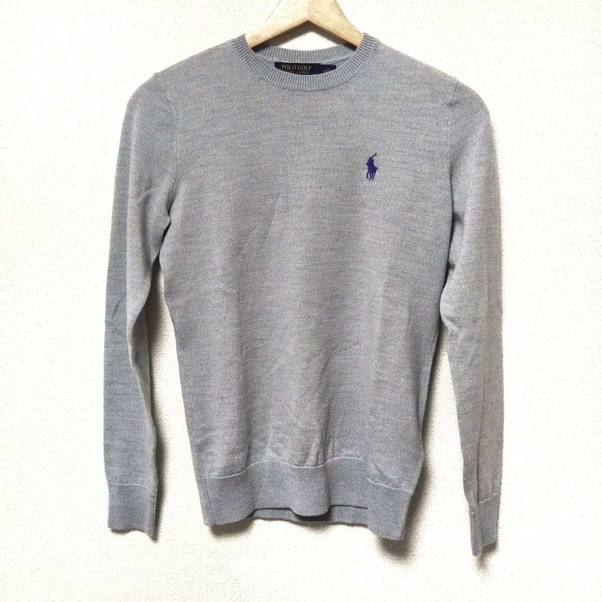 POLO GOLF RalphLauren(ポロゴルフラルフローレン) 長袖セーター サイズS レディース美品  - ブルーグレー クルーネック POLO GOLF RalphLauren(ポロゴルフラルフローレン) 長袖セーター