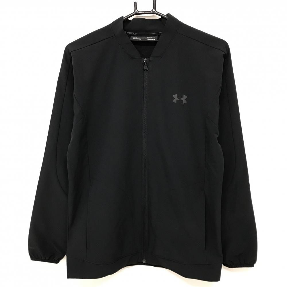 【超美品】アンダーアーマー ジャケット 黒 裏微起毛 バックロゴ メンズ MD/M/M ゴルフウェア UNDER ARMOUR