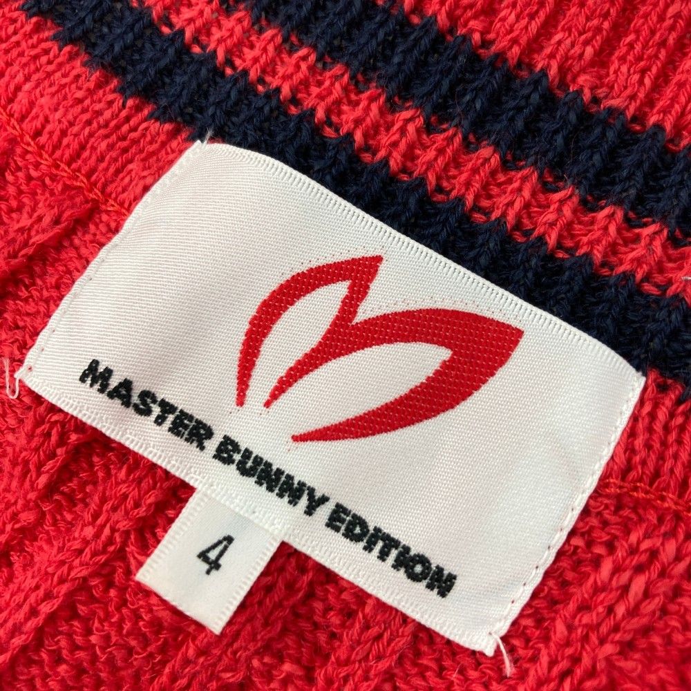 サイズ：4 MASTER BUNNY EDITION マスターバニーエディション  リネン混 ニットベスト  レッド系 [240101431324] ゴルフウェア メンズ ストスト サイズ：4 MASTER BUNNY EDITION マスターバニーエディション