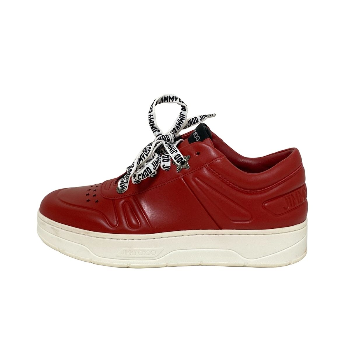 jimmychooホワイト レザー 星型装飾 スニーカー37 JIMMY CHOO JIMMY CHOO ジミーチュウ メンズ スニーカー スター