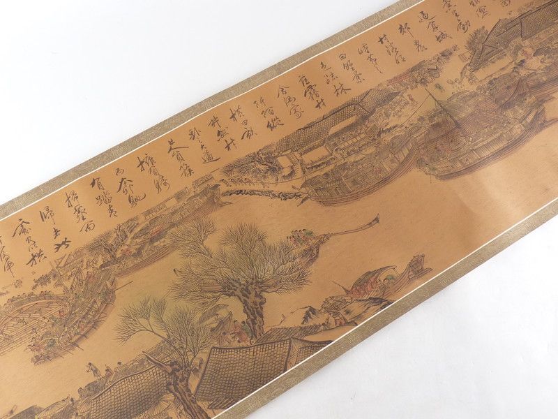 中国絵巻物　清院本清明上河図　複製・縮小版　絹本著色画 清宮】中国 北宋「清明上河図」複製画 絵巻物 中国美術巻物 書
