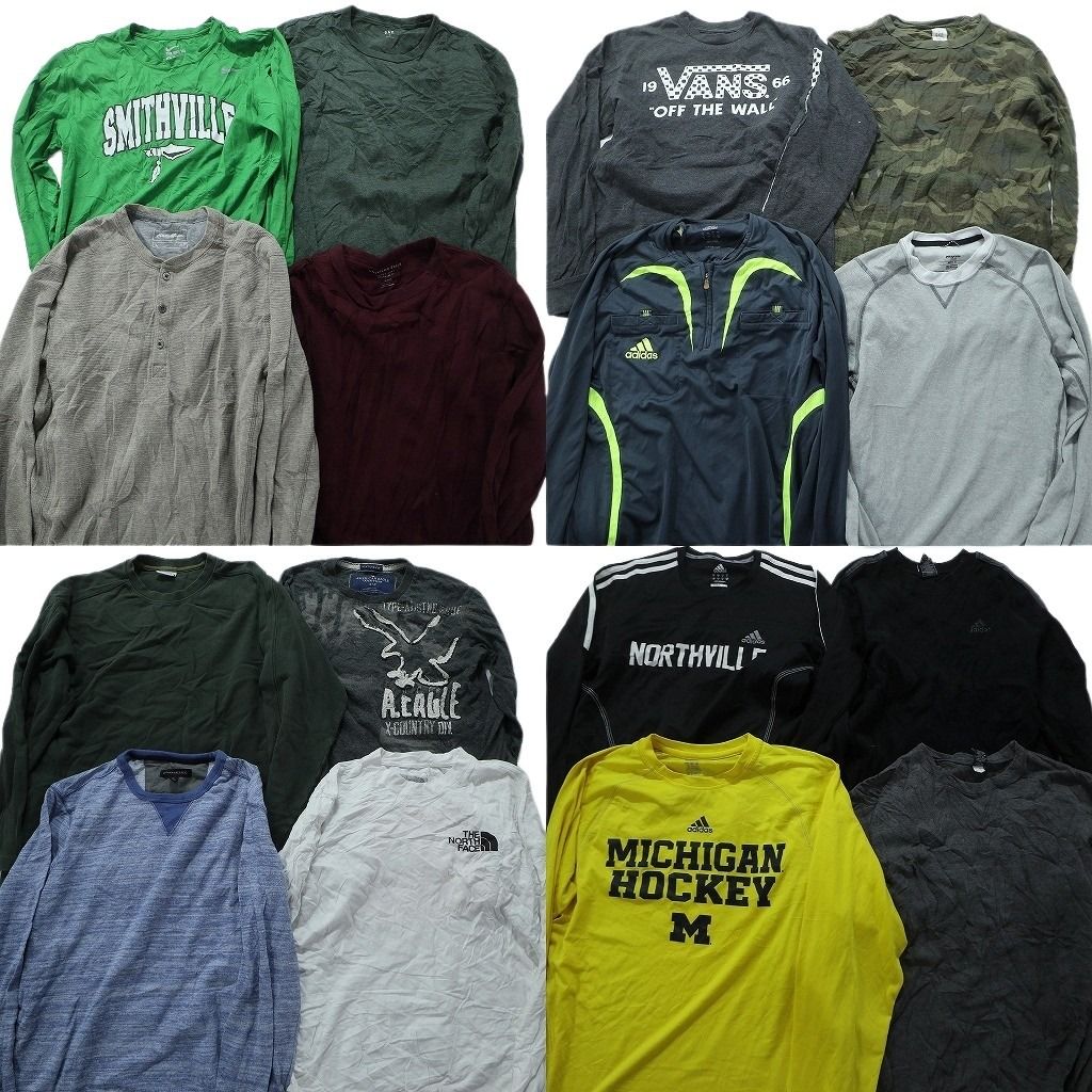 古着卸 まとめ売り ブランドMIX 長袖Tシャツ 16枚セット (メンズ S /M ) アディダス ナイキ ノースフェイス パタゴニア バンズ GAP MW2965