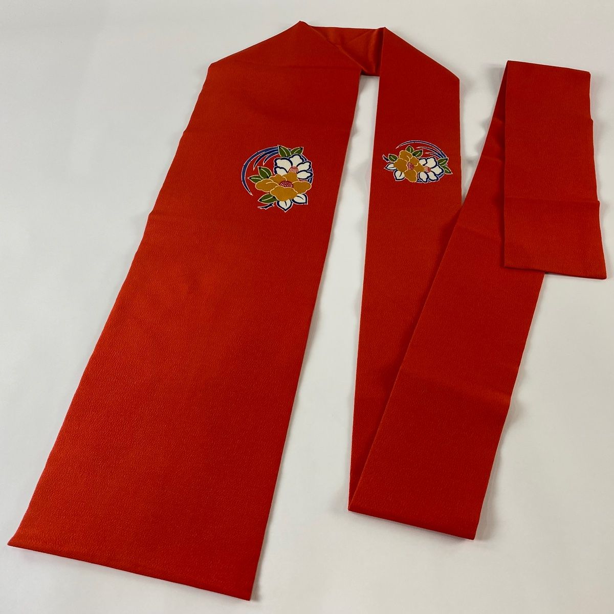 名古屋帯 秀品 落款あり 童 縮緬 赤茶 正絹 【中古】 名古屋帯 美品