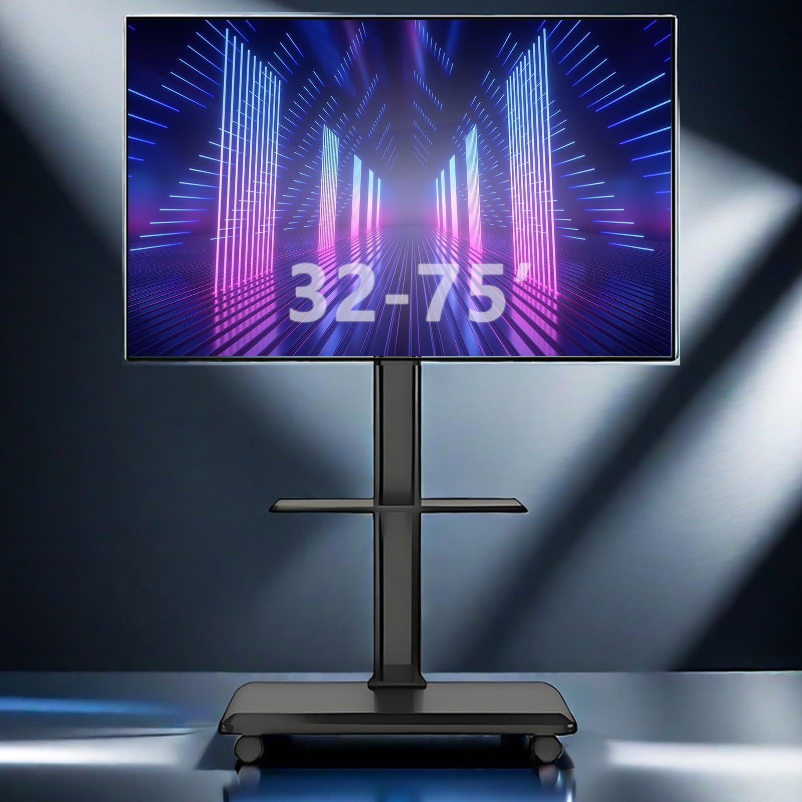 高さ調節 壁寄せテレビスタンド VESA600*400mm 32~75インチ対応 角度回転±15°耐荷重40kg tvスタンド ブラック 可動式テレビ台 キャスター付き 首振り 家庭生活|学校|会議室業務用 KM1600B テレビスタンド timilan