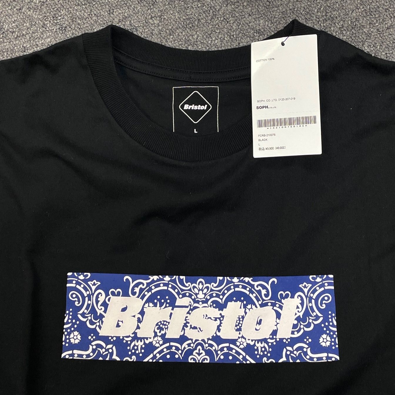 新品 F.C.Real Bristol 21SS BANDANA BOX LOGO TEE FCRB-210075 バンダナ ボックスロゴ Tシャツ  ブリストル L