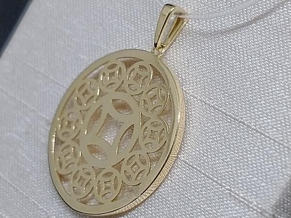 K18 サークル 透かし ペンダントトップ 1g 直径18mm 模様 18K 18金イエローゴールド