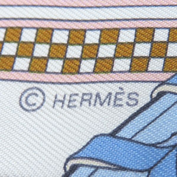エルメス HERMES スカーフ ツイリー シルク ブルージーン×ホワイト  