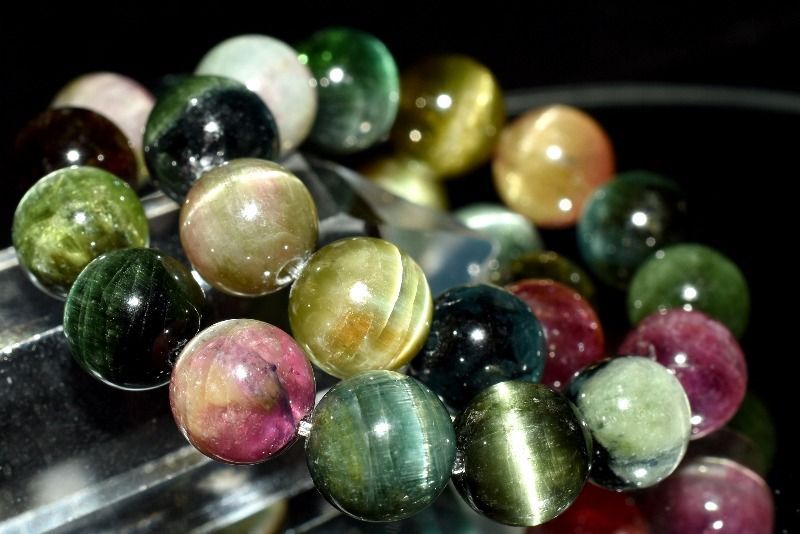 ★キャッツアイダークトルマリン 6.8ミリ珠 ブレスレットA(SA) ☆キャッツアイダークトルマリン 6.8ミリ珠 ブレスレットB(SA