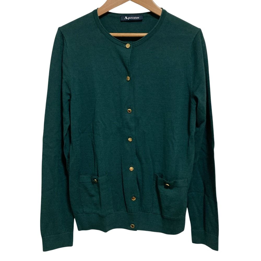 AQUA SCUTUM - 美品　Aquascutum アクアスキュータム　ニットカーディガン　ボレロ 美品 Aquascutum アクアスキュータム 金ボタン クルーネック