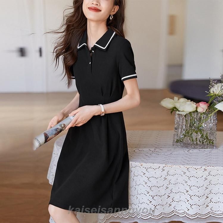ラインリブポロシャツワンピース ゴルフウェア ゴルフワンピース