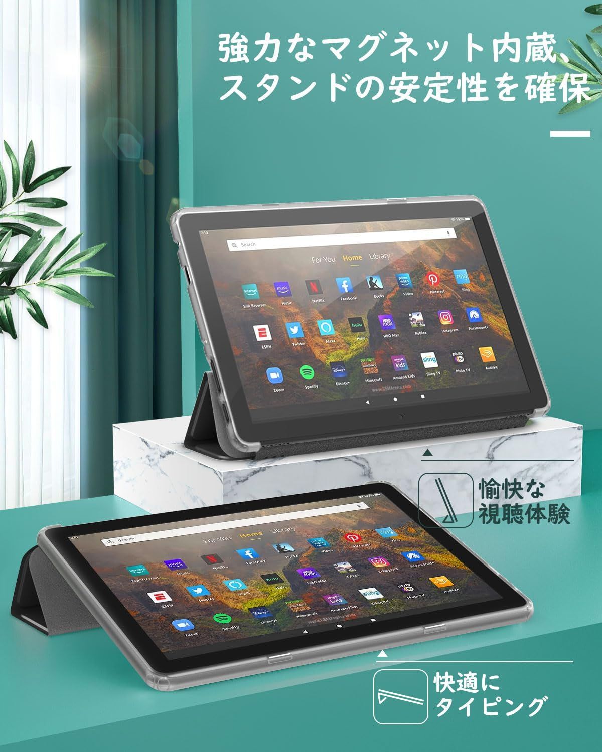 【在庫処分】第13世代 第13世代 全面保護型 タブレット 2023適用 三つ折りスタンド 10 無色半透明TPUバック 10 10 ソフト HD HD PUフロント HD Fire オートスリープ Fire スマートカバー Fire カバー 耐衝