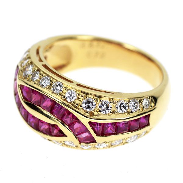 PT/K18YG ダイヤモンド リング 0.72CT（K18YG ルビー ダイヤモンド  