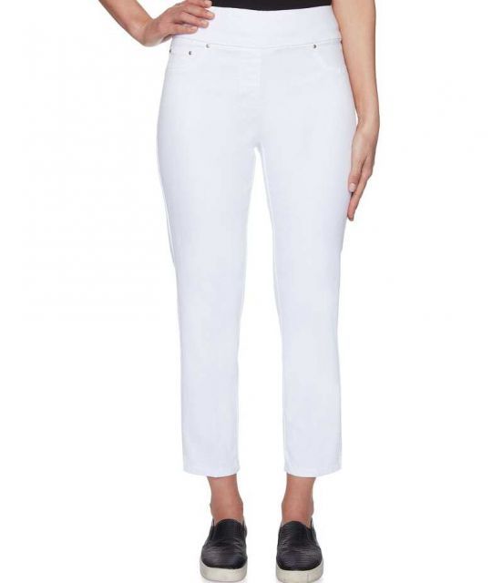 【送料無料】 ルビーアールディー レディース カジュアルパンツ ボトムス Extra Stretch Denim Straight Leg Ankle Pull-On Pants White