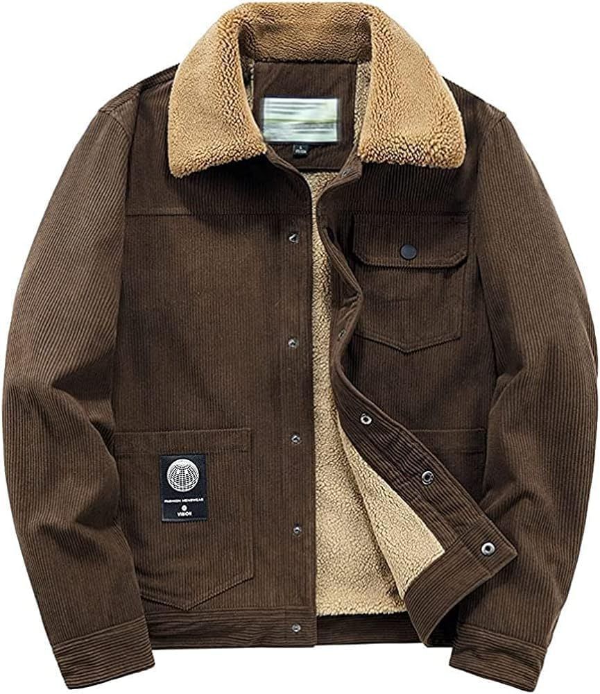 Manatsulife メンズ ジャケット コーデュロイ コート ブルゾン フライトジャケット ボアジャケット アウター 裏起毛 冬服 秋冬 厚手 暖かい 防風 防寒 ボア 防寒 保温 冬 カジュアル おしゃれ WT558.