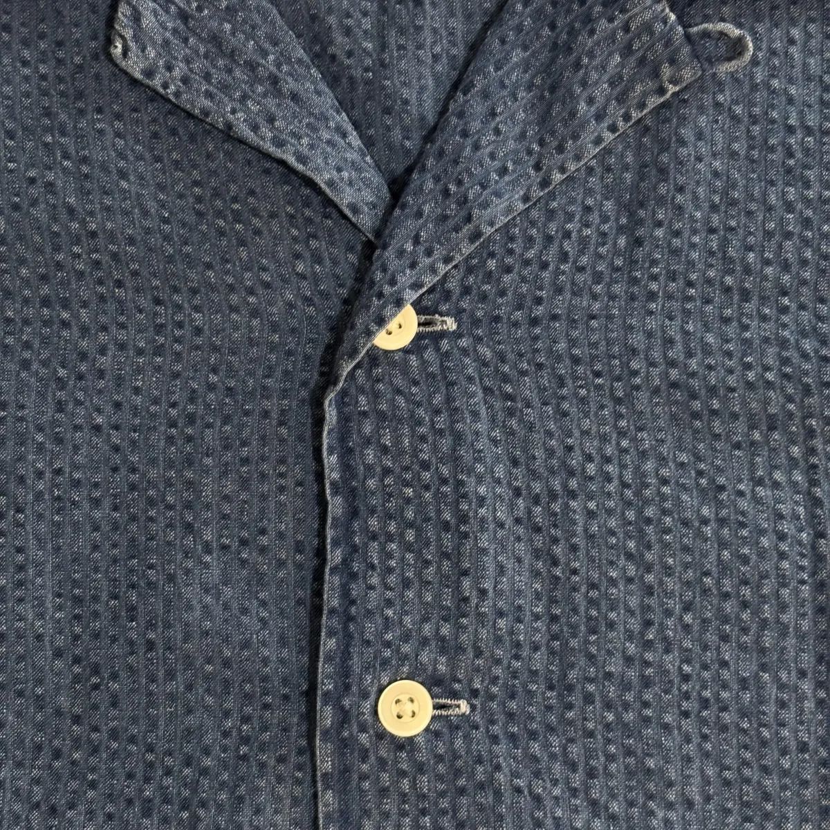 美品 現行タグ Ralph Lauren インディゴ BD シアサッカーシャツ 美品 レア ラルフローレン ロゴ 総柄 ポニー刺繍 シアサッカー