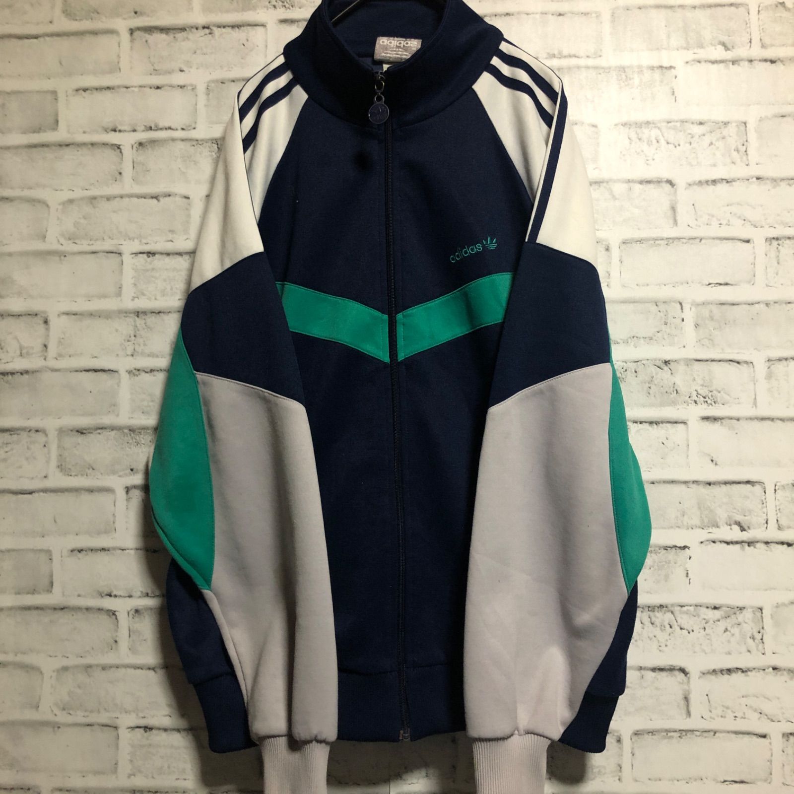 80s⭐️adidas トラックジャケット/ジャージ L 刺繍トレファイル 