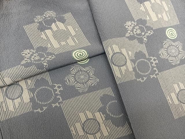 平和屋着物▽上質な小紋 付下げ 単衣 色紙桜文 正絹 逸品