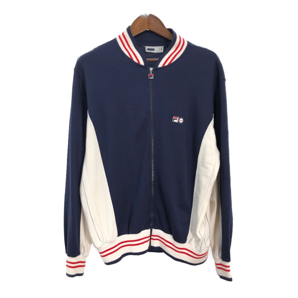 90年代 イタリア製 FILA フィラ ジャージ トラックジャケット スポーツ ワンポイントロゴ ネイビー (メンズ) 中古 古着 R4912