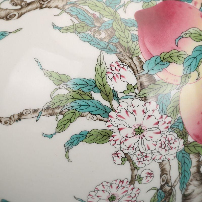 清乾隆粉彩福寿九桃天球瓶 景徳鎮 陶磁器 装飾品 現代