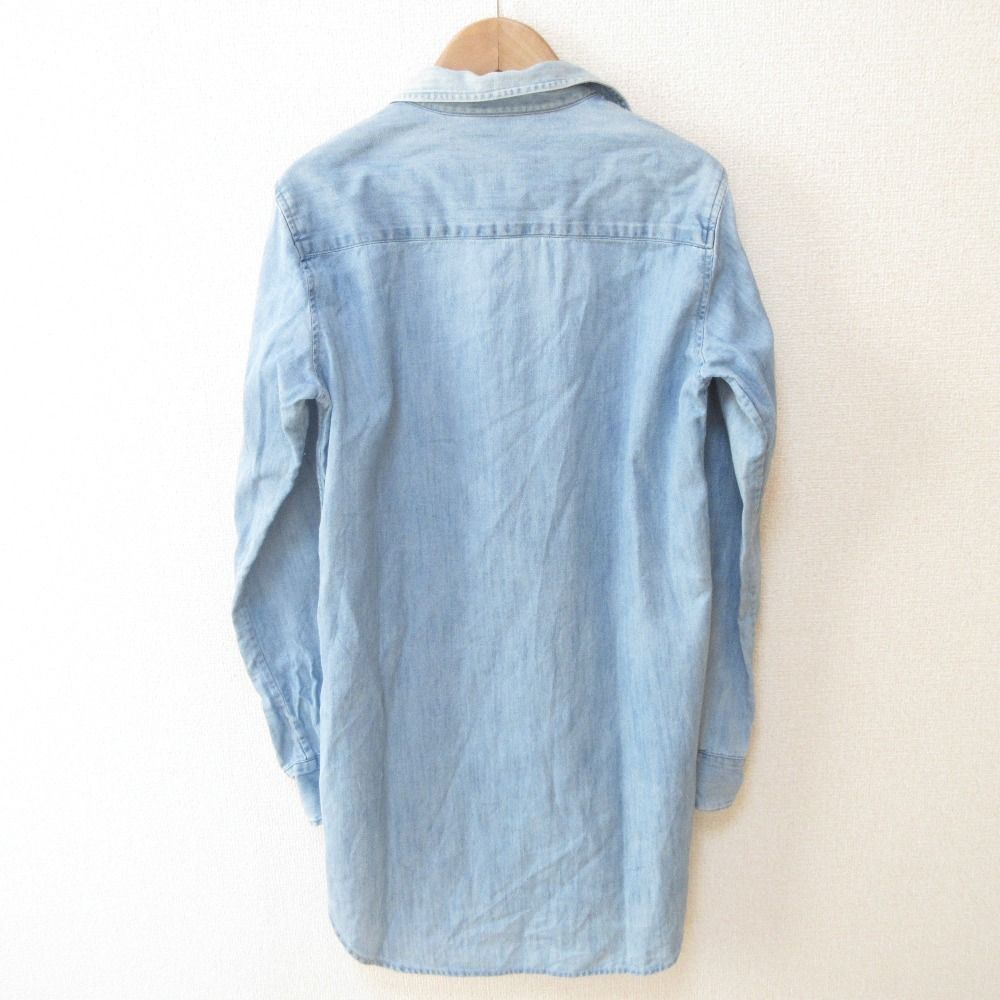 美品 Frank＆Eileen フランク＆アイリーン grayson グレイソン ダメージ加工 長袖 スキッパー デニムシャツ ブラウス XS インディゴブルー レディース 古着 中古 USED 美品 Frank＆Eileen フランク＆アイリーン grayson グレイソン USED