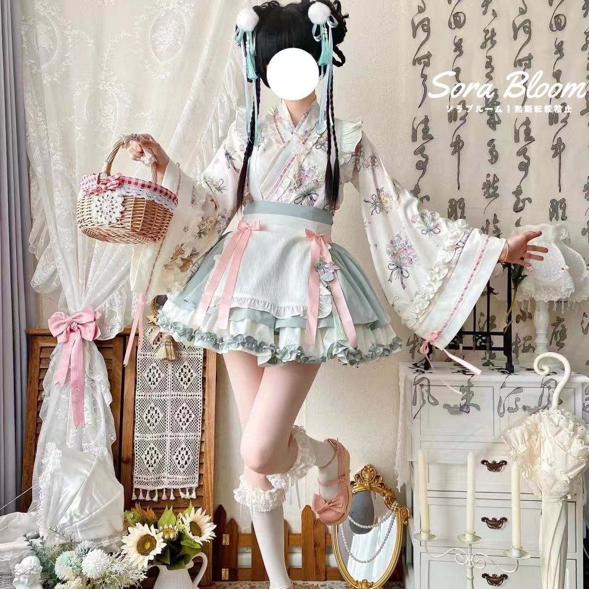 ♥ Lolita 草本植物 中華風 大袖 メイド服 ロリータ ワンピース 撮影会xz