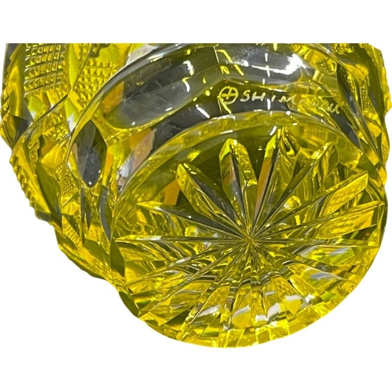 島津 薩摩切子 切子猪口小 黄 口径5cm 高さ4cm ガラス工芸品【中古】12507K298 島津 薩摩切子 切子猪口小 黄 口径5cm 高さ4cm ガラス工芸品