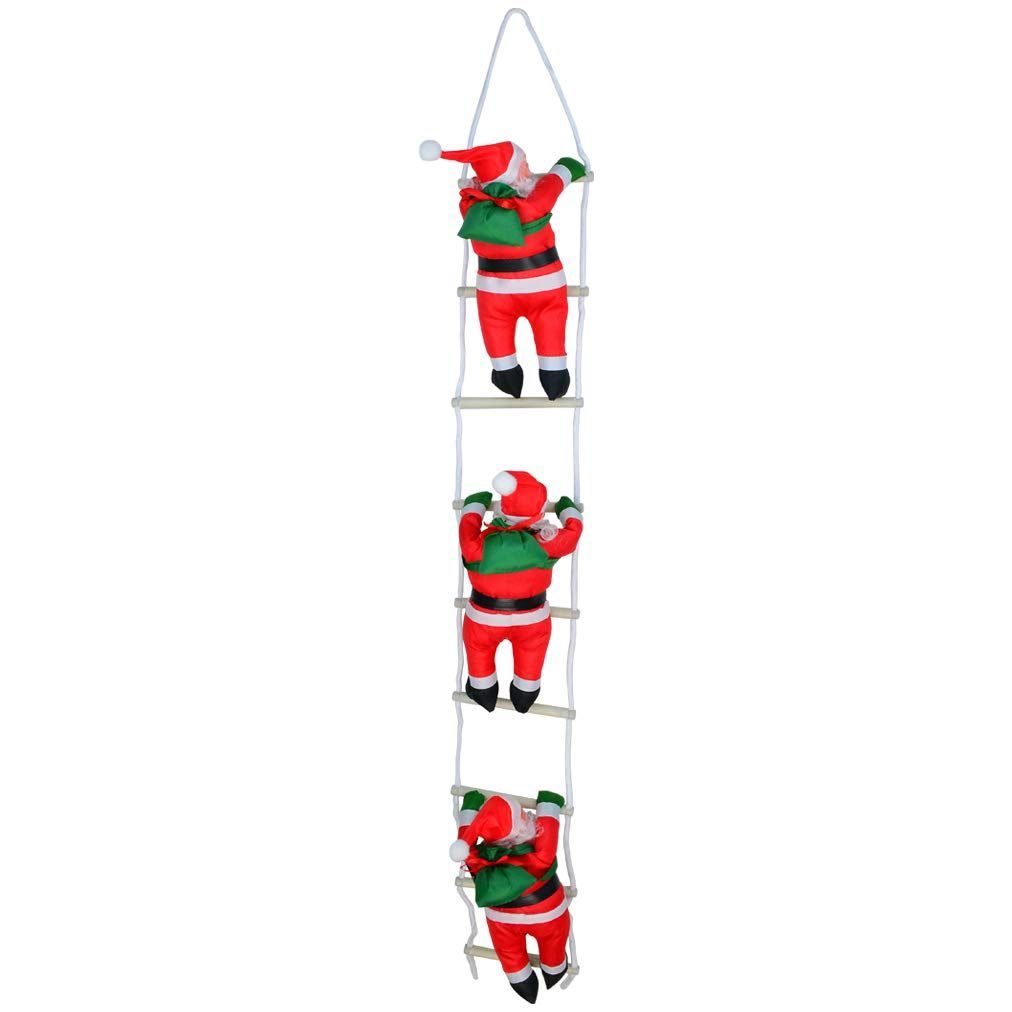 長さ三人105cm クリスマスパーティー吊り装飾用 サンタクロース人形 クリスマスツリー飾り heliltd サンタはしご