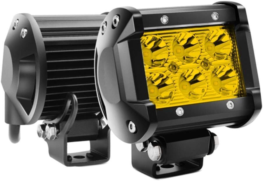 新品 GREENBEAN LED作業灯 イエロー バイクフォグランプ LEDワークライト 12v-24v兼用 4インチ6連LEDライト 車外照明 調節可能 IP67防水防塵 2個セット